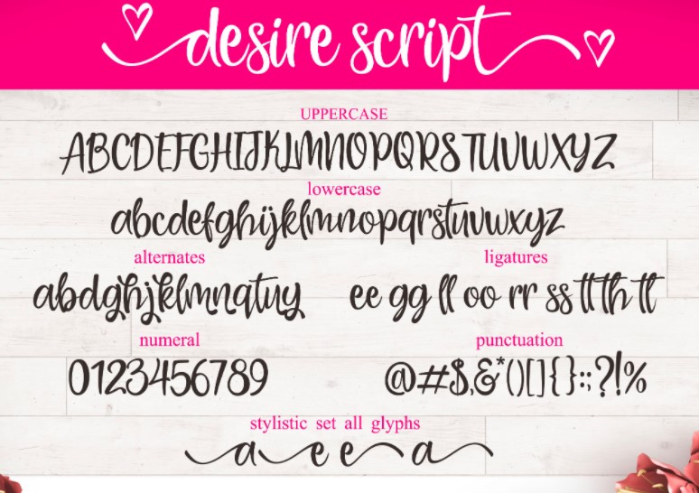 Desire Script Font View